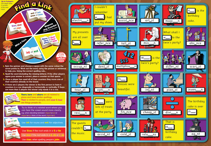 6 Super Spelling Rules Board Games