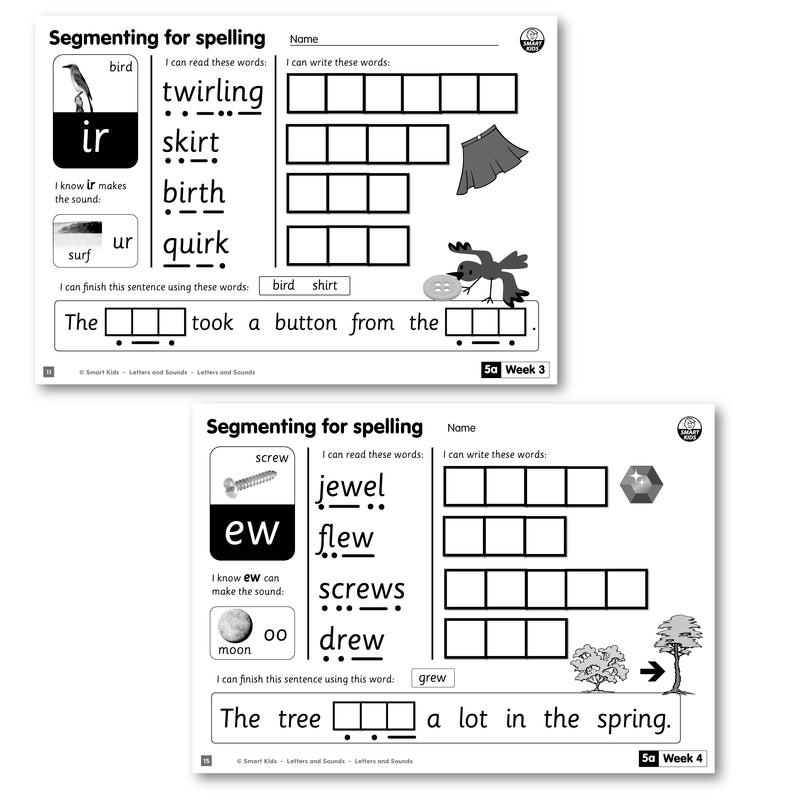 Segmenting for Spelling - Phase 5 Worksheets