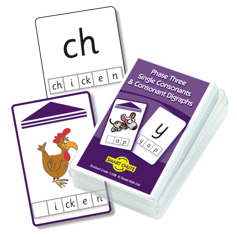 Letters and Sounds Phase 3 Consonants and Consonant Digraphs Chute Cards