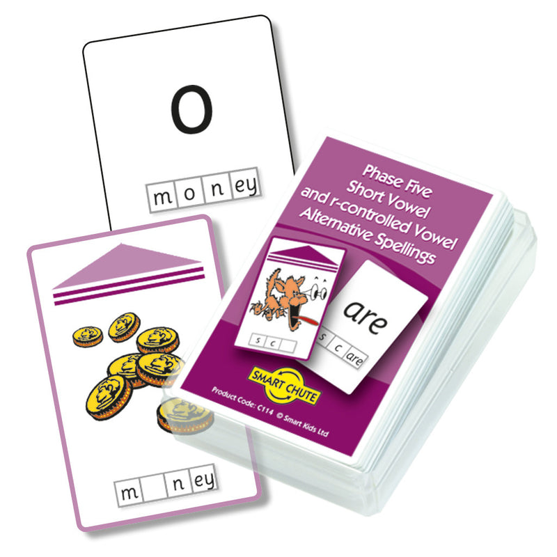 Letters and Sounds Phase 5 Short & R-Controlled Vowel Alternative Spellings Chute Cards 