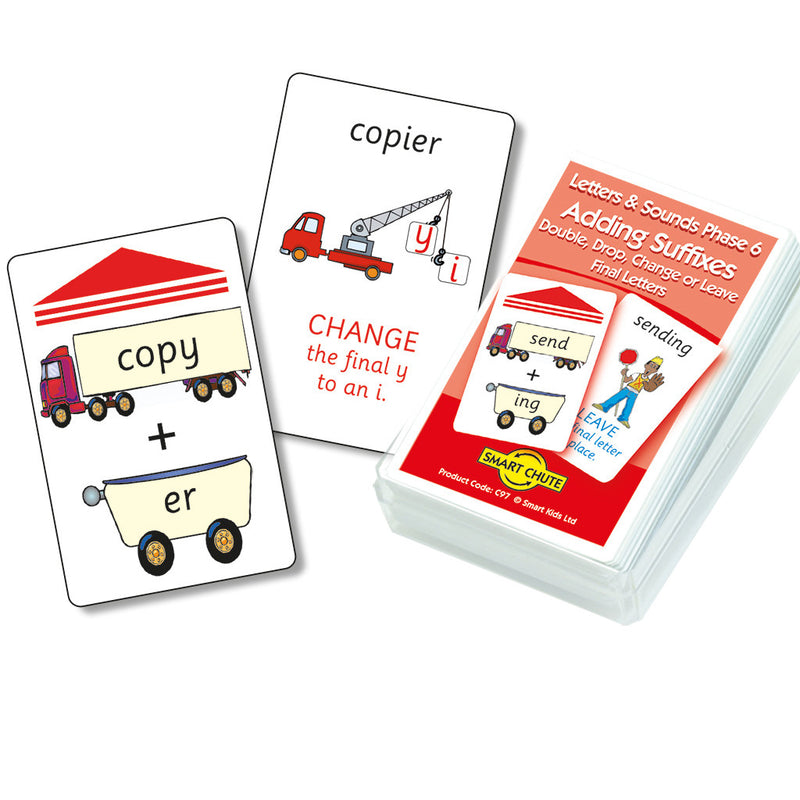Adding Suffixes Double, Drop, Change or Leave Final Letters Chute Cards