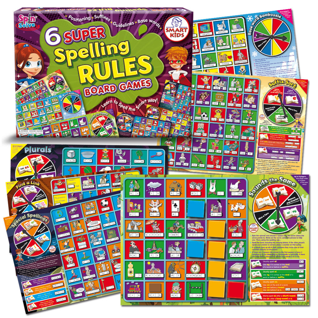 6 Super Spelling Rules Board Games