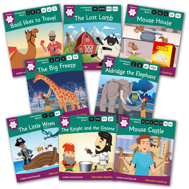 Phase 5 Alternative Spellings - Consonant Sounds (set of 48 books)