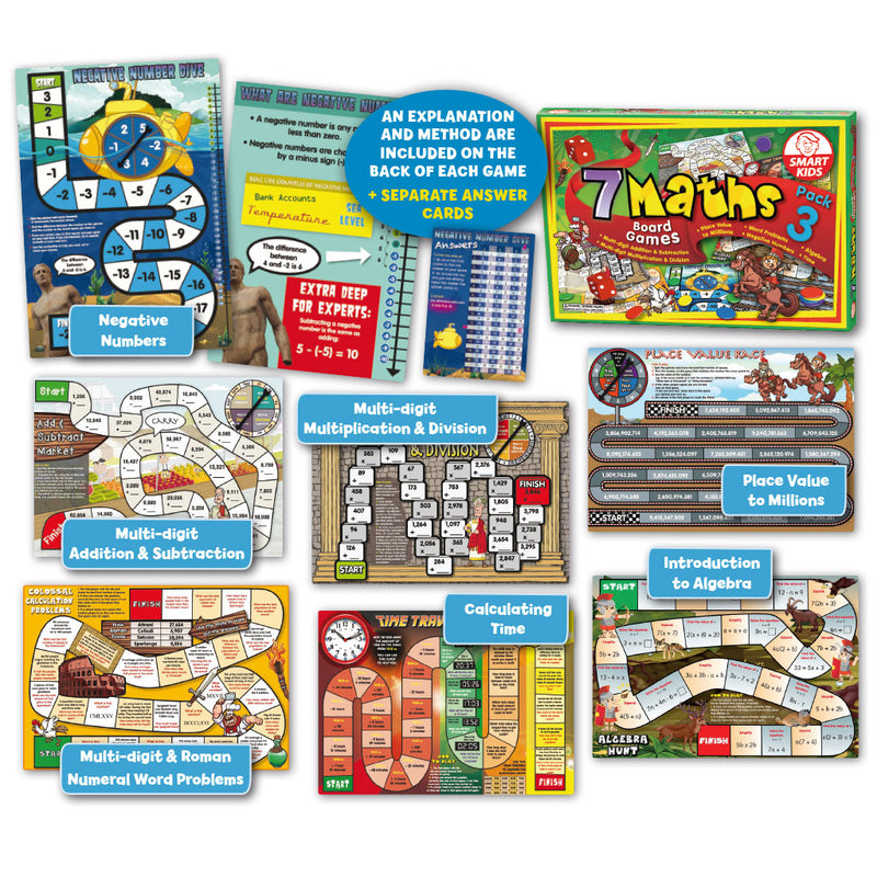 7 Maths Board Games - Pack 3